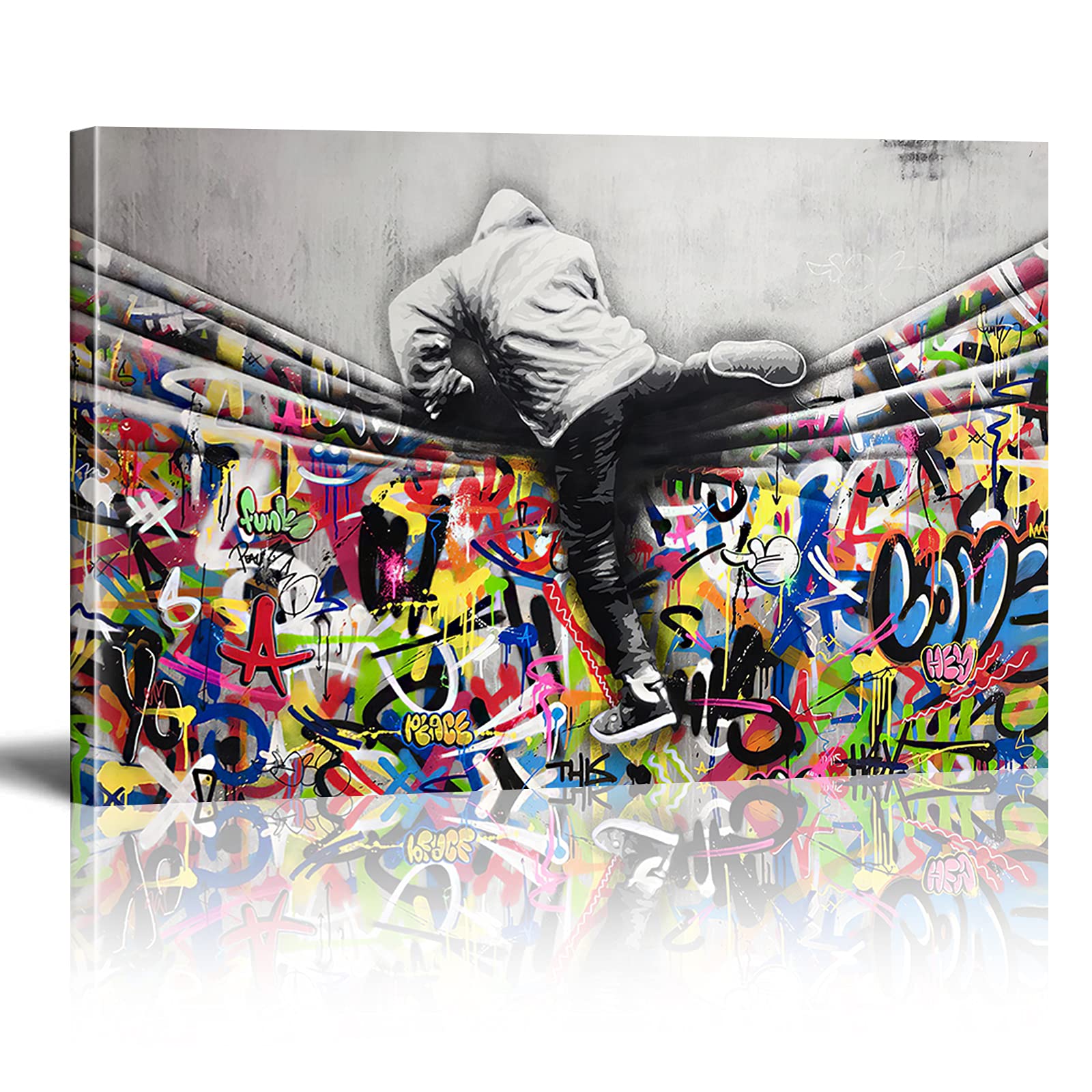 Banksy New World Graffiti Print on Canvas Wall Picture