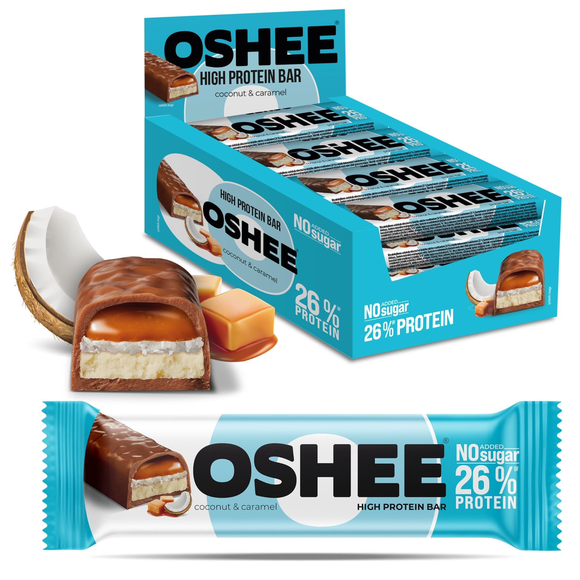 Baton proteinowy Oshee kokos i karmel 48g (12 sztuk)