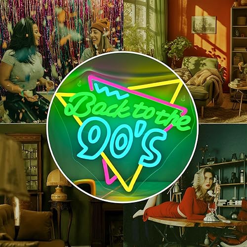 Miniatura 5 de Letrero de neón de Back To The 90'S - Letrero LED de neón para decoración de pared y decoración de fiestas, perfecto para suministros de fiesta de