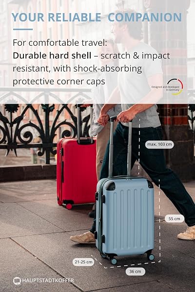 Hauptstadtkoffer Spree – Bagage à Main, 55 × 36 × 21 cm, Serrure TSA, 4 Roues, 42 litres, Valise de Voyage, Valise Rigide, Trolley, Bagage Cabine, Extensible, Bleu Piscine - 3
