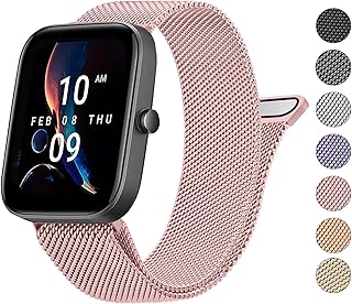 Wanme Metal Bands for Amazfit GTS 4 / GTS 4 Mini / GTS 3 / GTS 2 / GTS 2e / GTS 2 mini, 20mm Quick Release Stainless Steel Replacement Watch Strap for Amazfit Bip 3 Pro/Bip 3/Bip U Pro/Bip/Bip Lite/Bip S/Bip S lite/Bip U