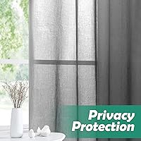 Vista 5 de BGment Cortinas traslúcidas de lino sintético degradado para ventana de sala de estar, paneles de cortina semitransparentes con ojales, gradiente