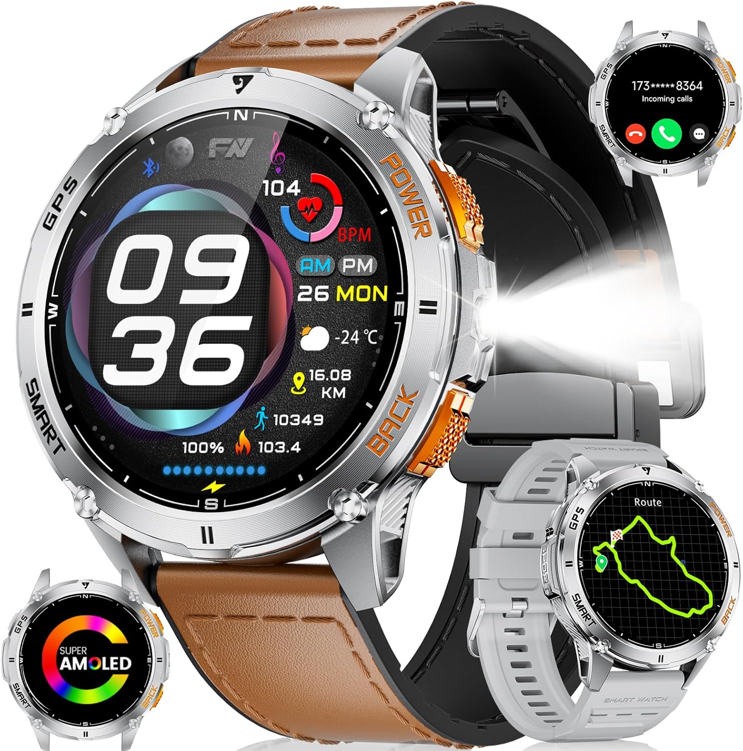 LIGE GPS Smart Watch for Men, 1.43″...