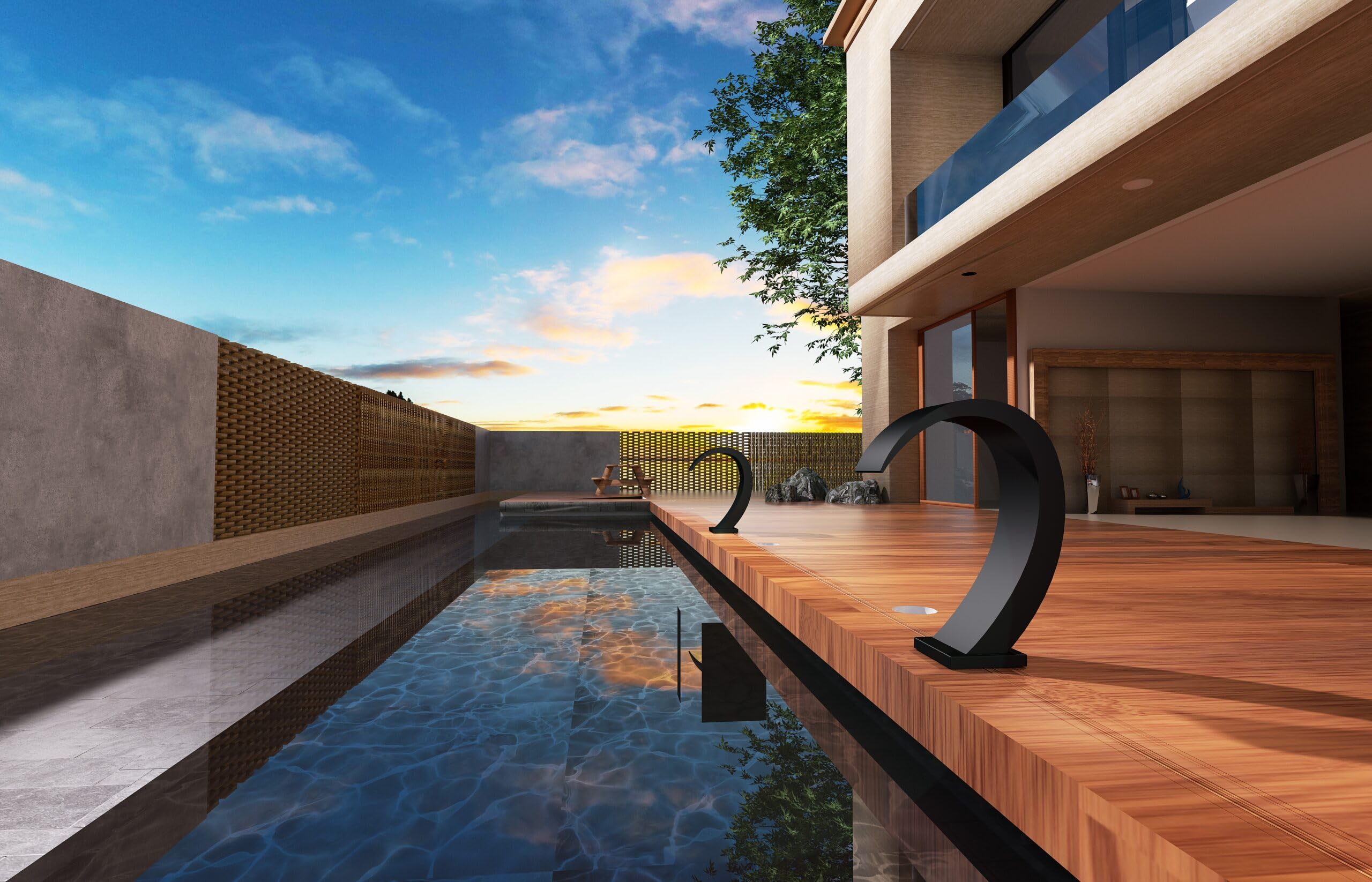 IMEX Cascada de Piscina - IGUAZÚ Cascada de Agua 20CM en Acero S.316, Diseño Elegante y Resistente, GARANTÍA DE 10 AÑOS! (Negro Mate)