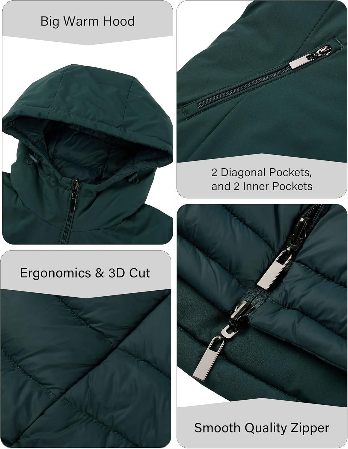 Bellivera Women Puffer Jacket Reversible Spring and Winter Fashion Warm Quilted Long Hooded Padded Bubble Coat - Image 2