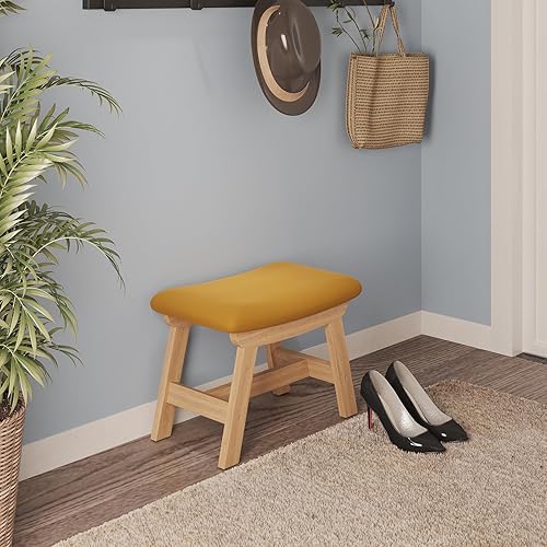 Miniatura 6 de Ablon Taburete otomano de 16 pulgadas, taburete pequeño de tela de terciopelo con asiento acolchado, taburete de madera de 1 escalón para cama alta,