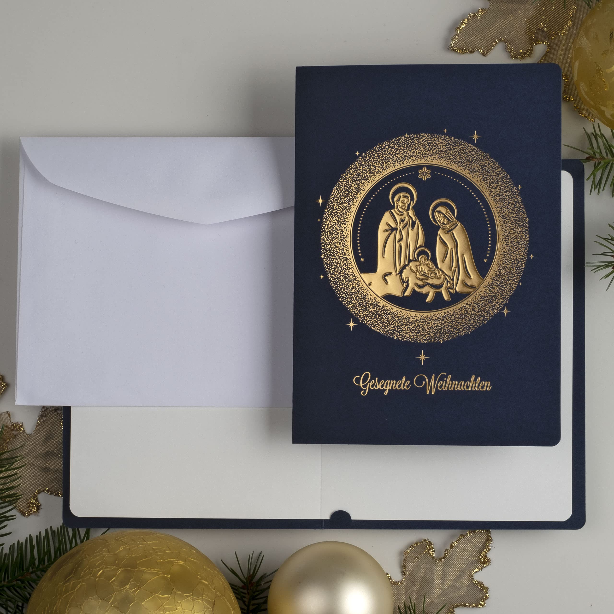 Art Nuvo, Exclusive Christmas Cards No. 43, Set of 10 Same Cards, 120 x 170 mm, Gold Plated and Embossed Christmas Motifs - Image 4