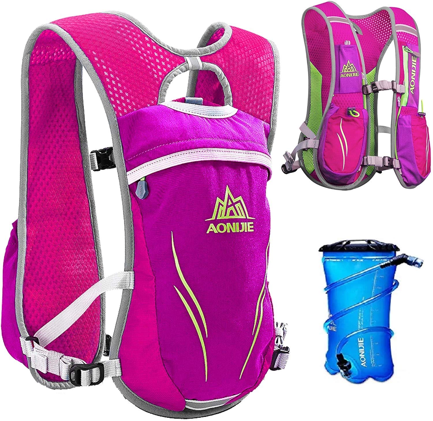 AONIJIE - Zaino da 5,5 l, per maratona, ciclismo all'aperto, arrampicata, con sacca d'acqua da 2 l
