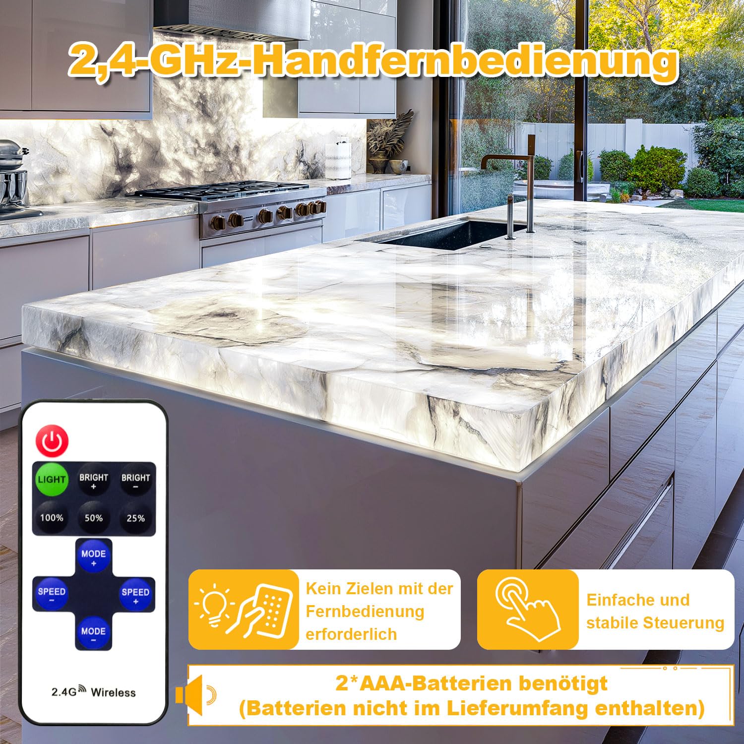 Lichaser LED-Hintergrundbeleuchtung, Weiß, 36W, 6000K, 24V, Dimmbare LED Platten, Alexa-kompatibel, Flexible Panelblattlichter, Fernbedienung, App-Steuerung, 50 x24.5cm for Marmor (4 Pack)
