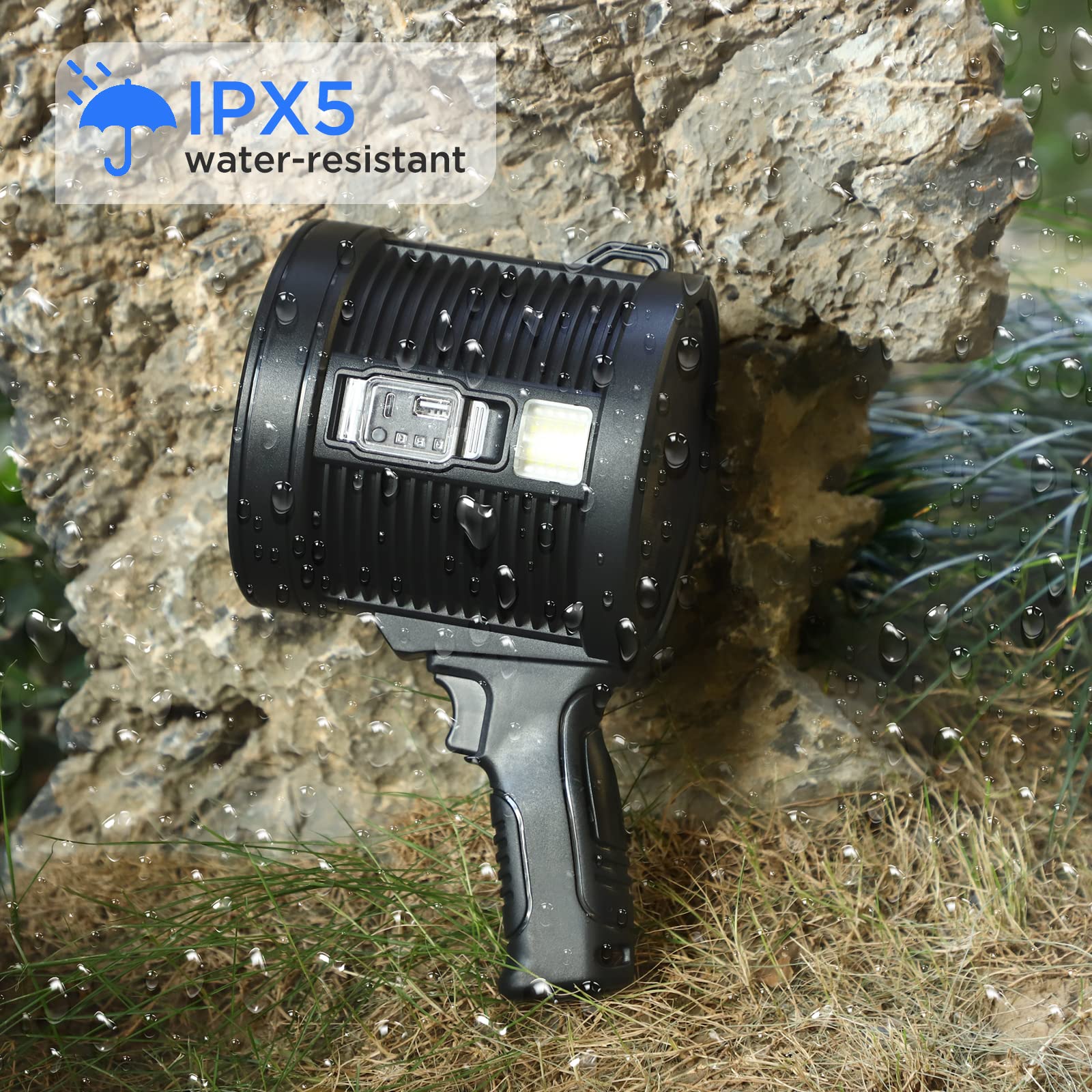 Jeegol 1000 Lumens Rechargeable U-Shape Spotlight Flashlight - 4 Modes, IPX5 Waterproof, For Outdoor & Emergency Use