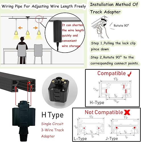 Miniatura 3 de Juego de tres 3.2 pies de cable ajustable tipo H base E26, pantalla de cono negro, diseño moderno, lámpara colgante para restaurante, entrada,
