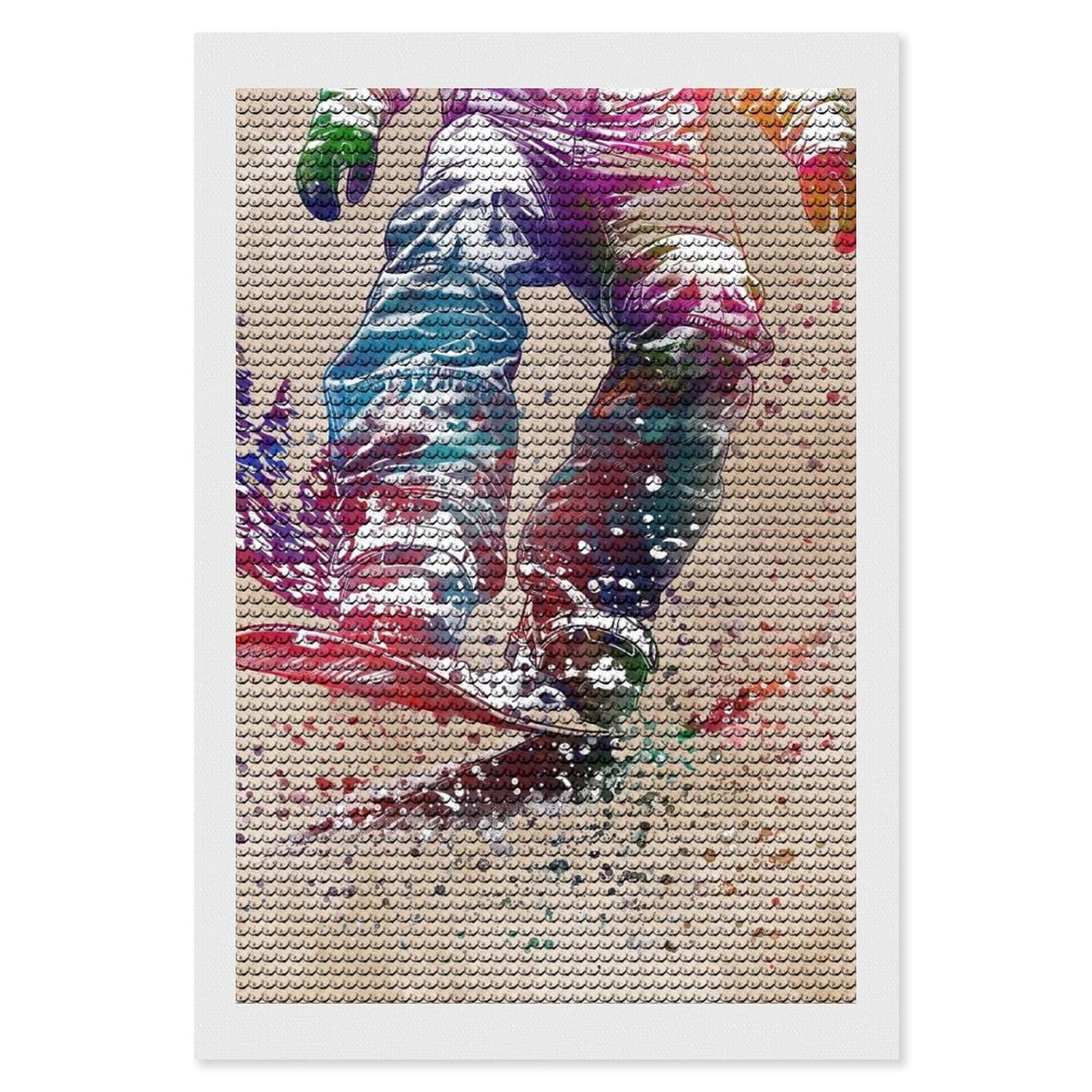 Junmoney Snowboarder Watercolor Art Diamond Art Kit 8"x12", Holiday Gift Idea, for Women, Easy Handmade Project, Vintage Style Decor, Printed Canvas