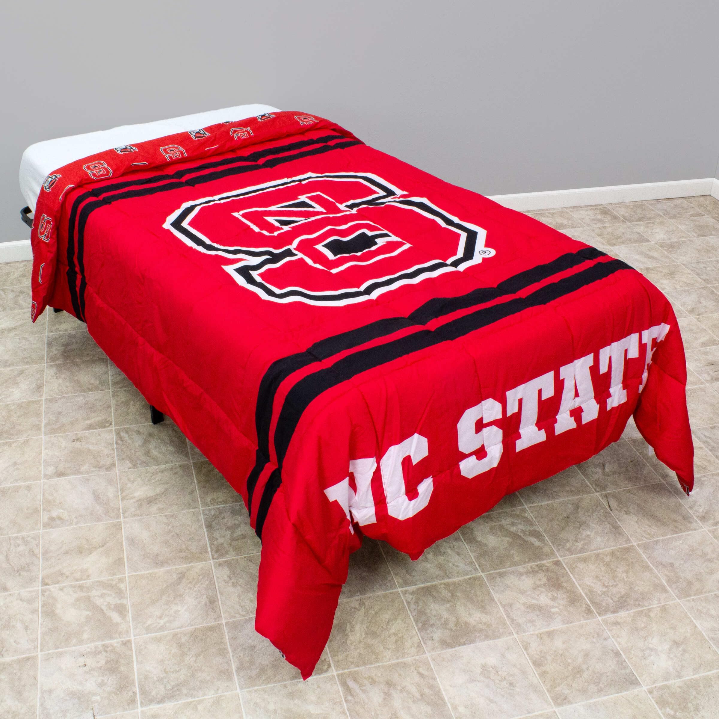 College Covers Everything Comfy North Carolina State Big Logo Soft and Colorful Comforter Set - Full