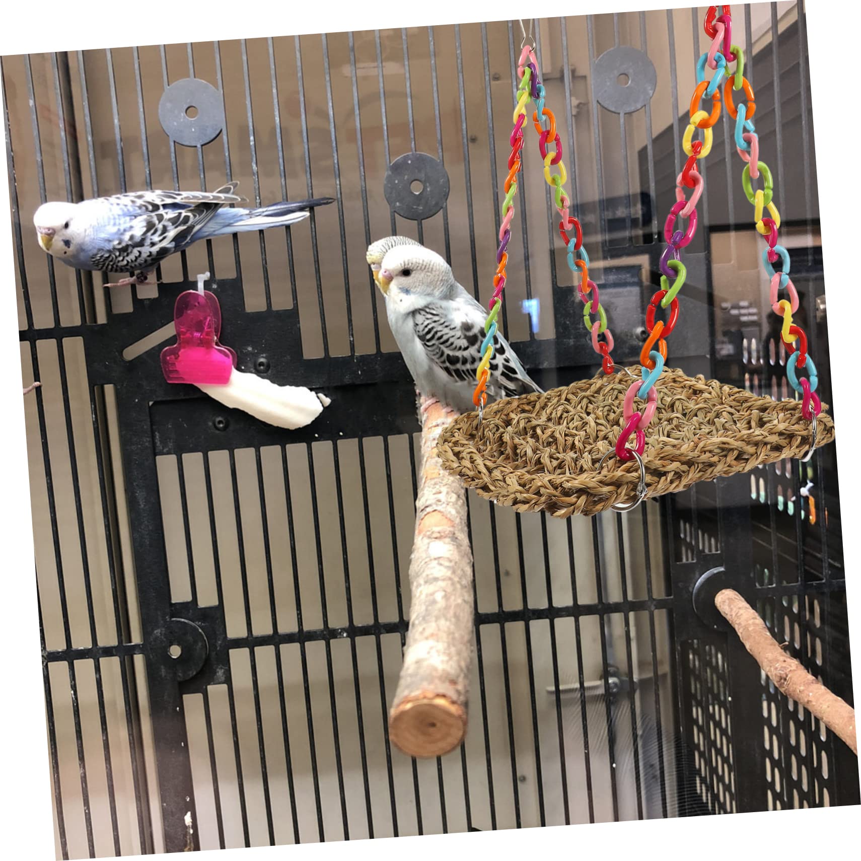 Angoily 3pezzi Giocattolo Per Uccelli Con Amaca Naturale Per Pappagalli Accessorio Da Appesa Per Cage Con Struttura Resistente e Materiali Sicuri Per Parrocchetti e Canarini Gioco
