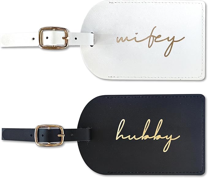 Hubby and Wifey Gifts Tags, Wedding Gifts for Couples 2025, Luggage Tags for Suitcases, Honeymoon Travel Essentials