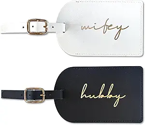 Hubby and Wifey Luggage Tags, Bridal Shower Gift, Honeymoon Travel Essentials