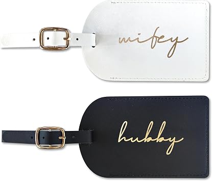Hubby and Wifey Luggage Tags, Bridal Shower Gifts, Honeymoon Travel Essentials,Engagement Gift for Couples