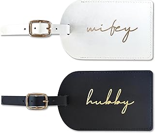 Hubby and Wifey Luggage Tags, Bridal Shower Gift, Honeymoon Travel Essentials,Engagement Gift for Couples