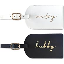 Hubby and Wifey Luggage Tags, Bridal Shower Gifts, Honeymoon Travel Essentials,Engagement Gift for Couples
