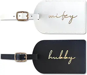 Hubby and Wifey Gifts Tags, Wedding Gifts for Couples 2025, Luggage Tags for Suitcases, Honeymoon Travel Essentials