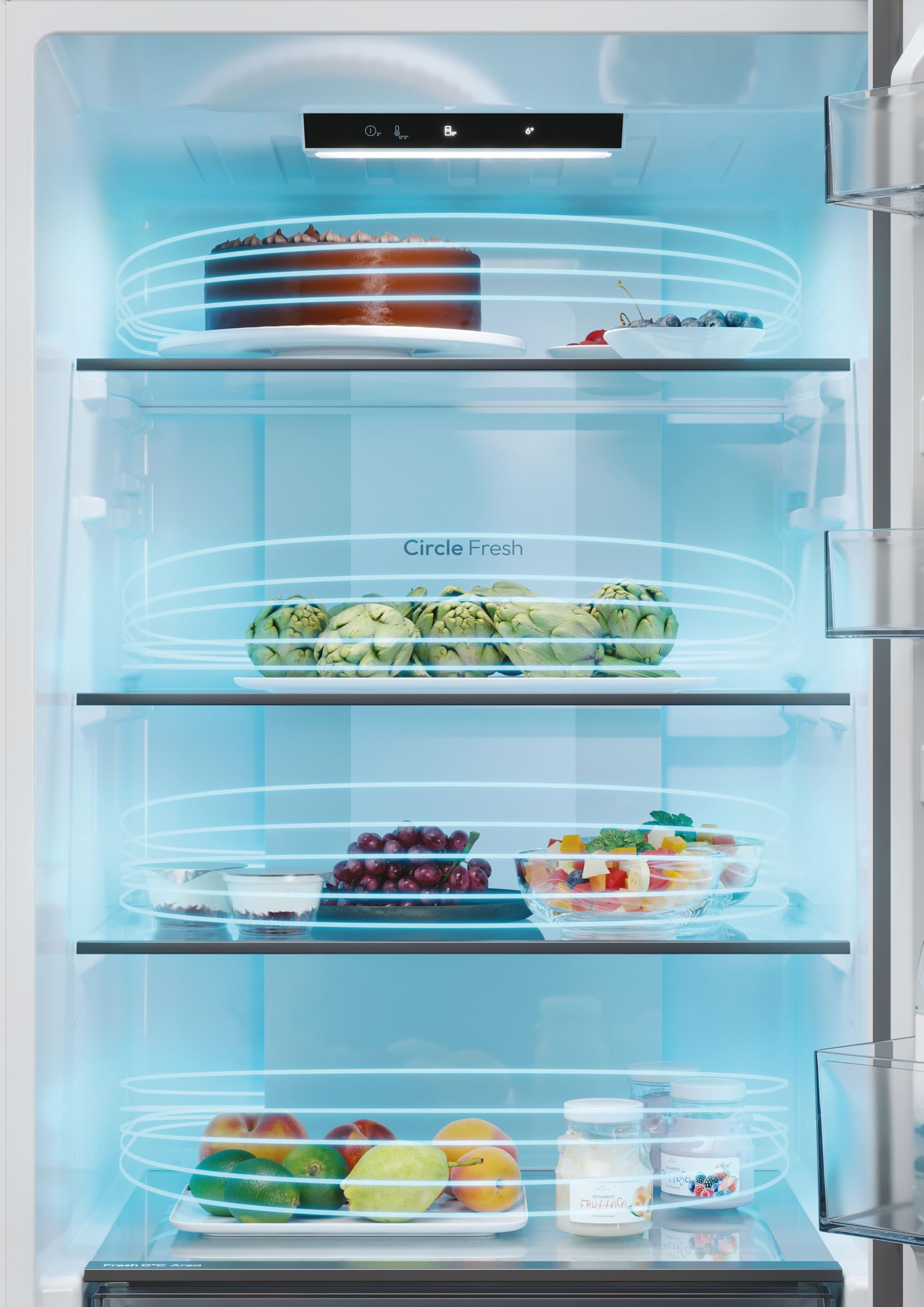 Candy Fresco 300 CNCQ2T618EW - Frigorifero combinato, capacità 355 l, Total No Frost Circle+, cassetto per verdure, controllo elettronico della temperatura, 60 x 185 cm, illuminazione LED, porta