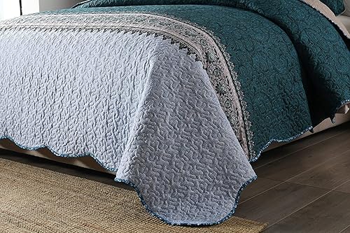 Miniatura 216 de Travan - Juego de edredón de 3 piezas reversible y ligero, ropa de cama con fundas de almohada para todas las estaciones, estampado floral marrón