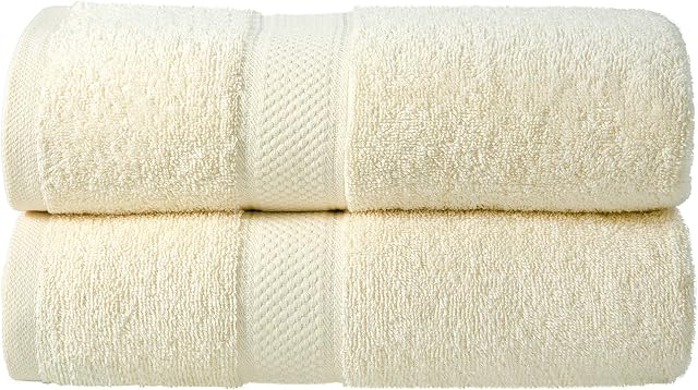 Todd Linens 2-Piece Bale Bath Sheet Gift Set  500 GSM 100% Cotton Absorbent Bathroom Accessories (Cream)