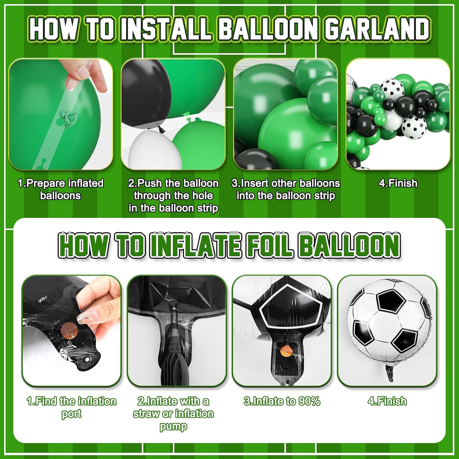 7th Birthday Soccer Balloon Arch,7th Soccer Garland Kit with Green Number 7 Balloon Football Balloons for Boys Kids 7 Birthday Party Decorations - Image 3