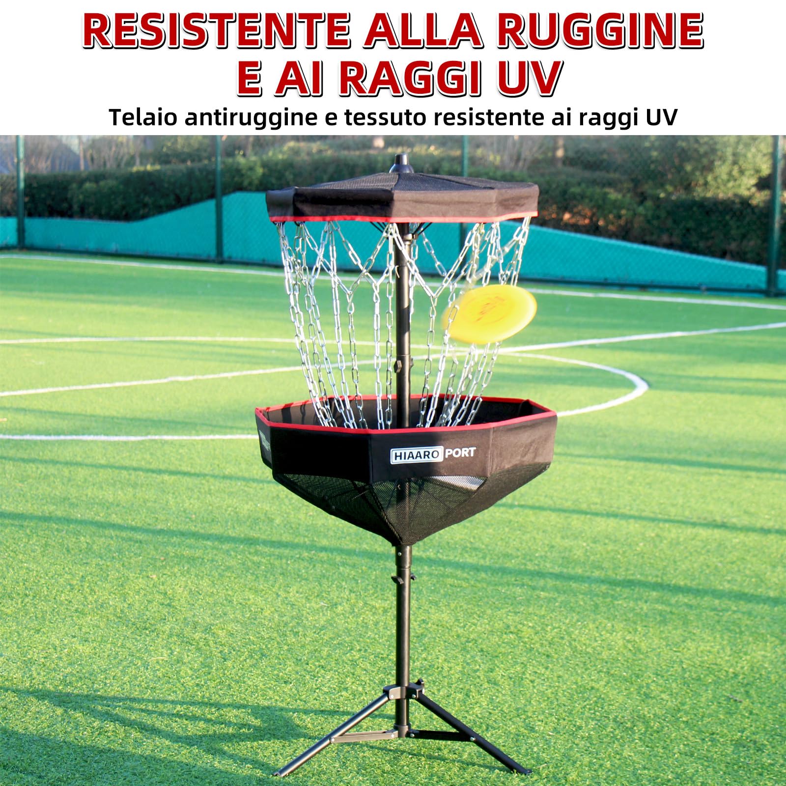 Cestino da golf portatile a disco con 16 catene resistenti, bersaglio pieghevole da golf frisbee con borsa per il trasporto per esercitarsi