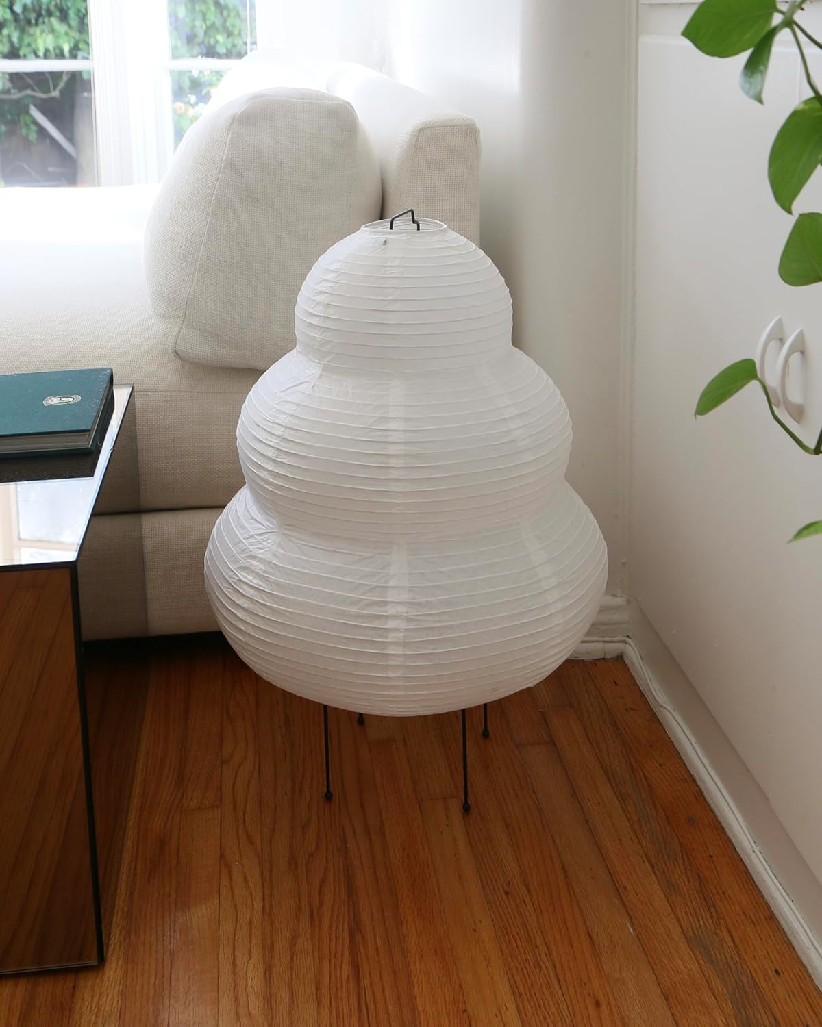Noguchi Style Rice Paper Floor Lamp • Minimalist Japanese Lantern Lamp for Living Room, Bedroom