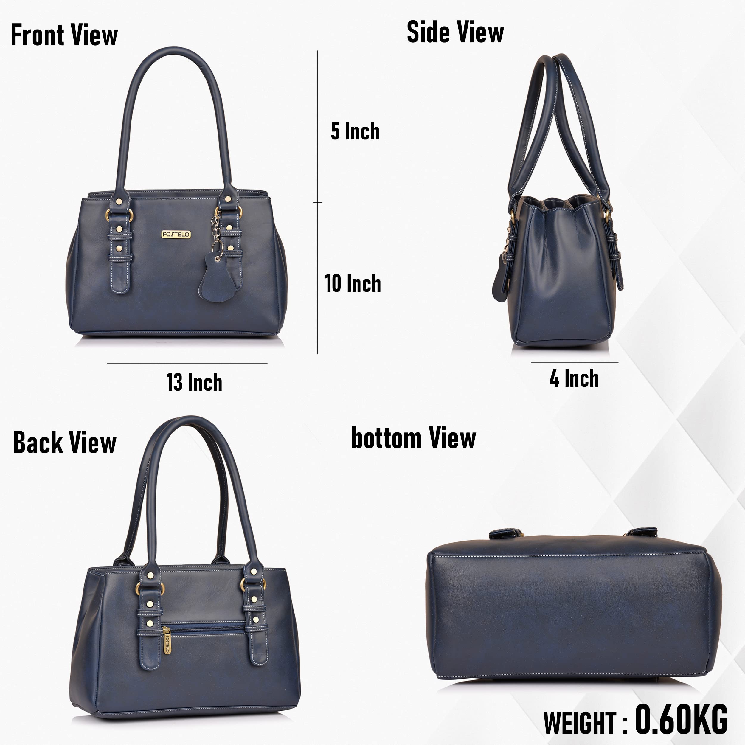 Fostelo Women's Riverside Satchel Tote Handbag for Women | Ladies Purse | Stylish Shoulder Bag | Gift For Women | Blue 1