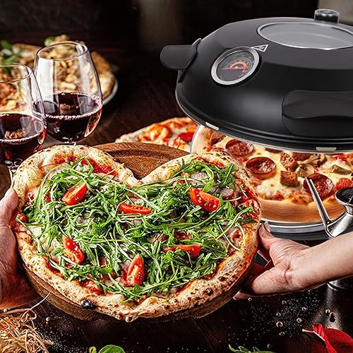 Miniatura 7 de Horno de pizza de encimera para interiores, horno de pizza de 12 pulgadas, horno de pizza para el hogar, máquina de pizza portátil al aire libre,