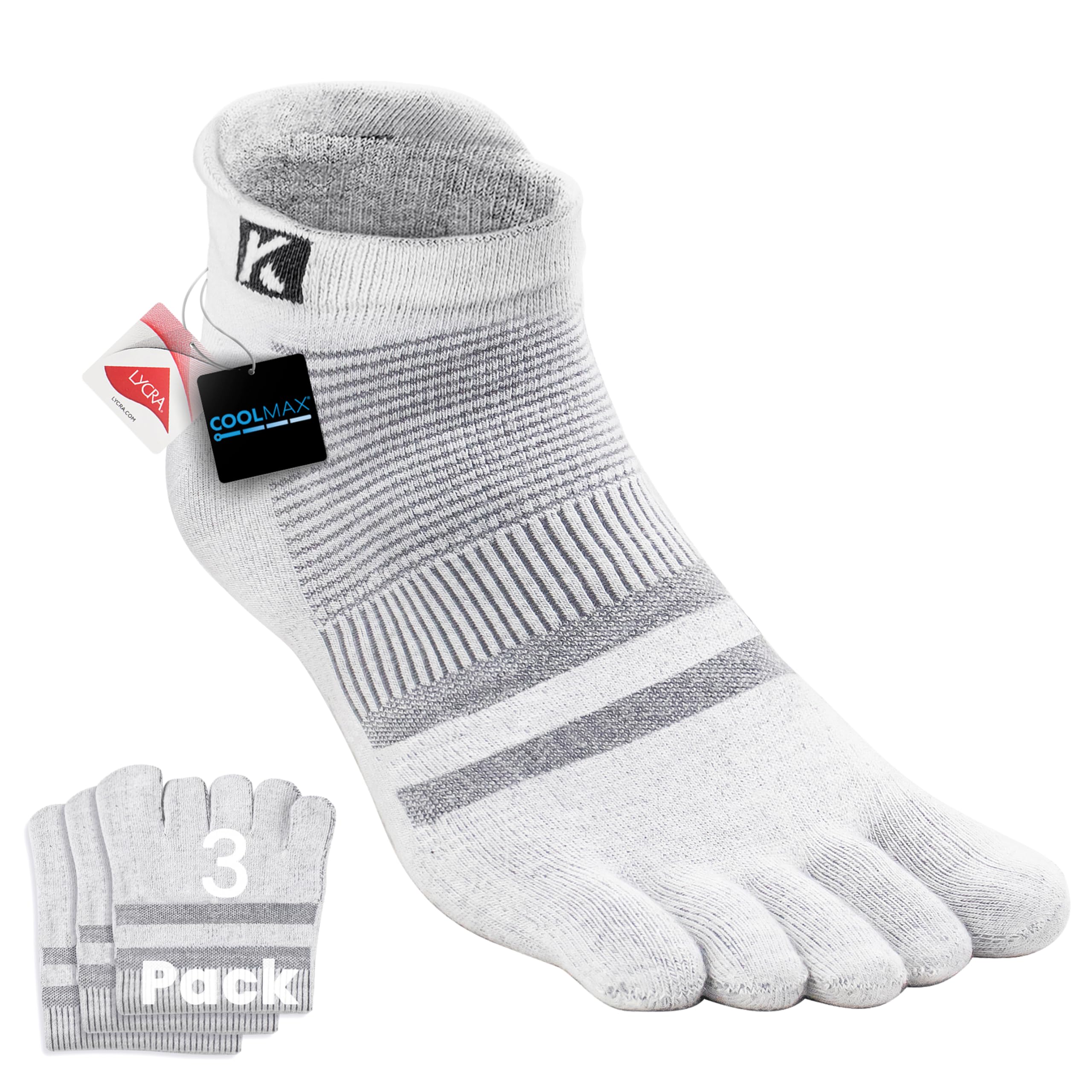 COOLMAX Running Toe Socks, Cushioned, Athletic Ankle, Men Women
