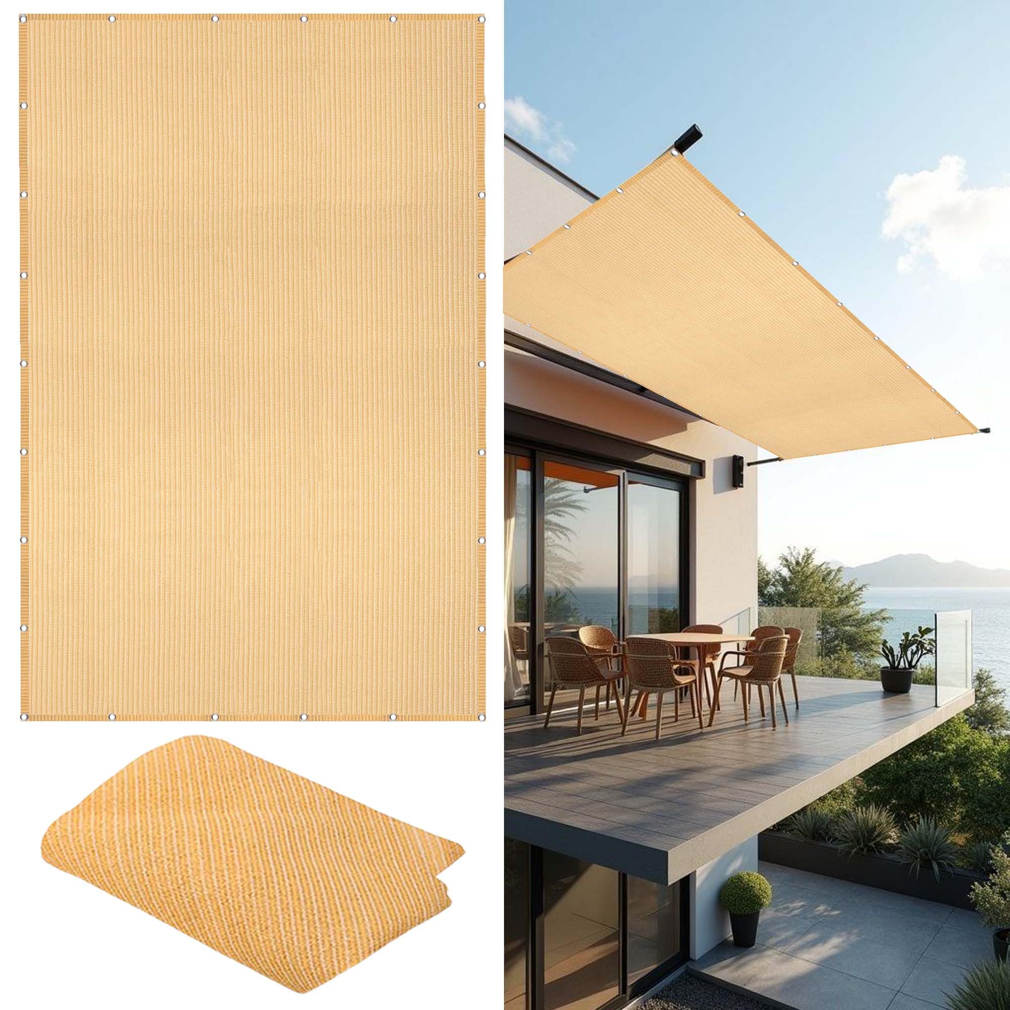 Brise-vue voile d'ombrage crème contre le vis-à-vis terrasse