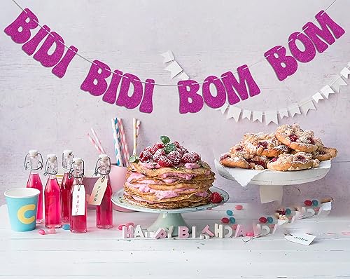 Miniatura 7 de Bidi Bidi Bom Bom Banner para despedida de soltera Baile latino mexicano Beat Latina Dance Music Beat Decoración Rosa Fuerte Glitter