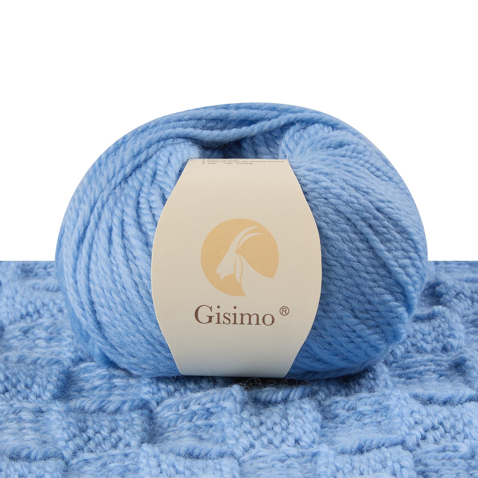 100% Merino Wool Yarn 3-Ply Luxurious and Soft Yarn for Hand Knitting &amp; Crocheting (Sky Blue,1Ball)