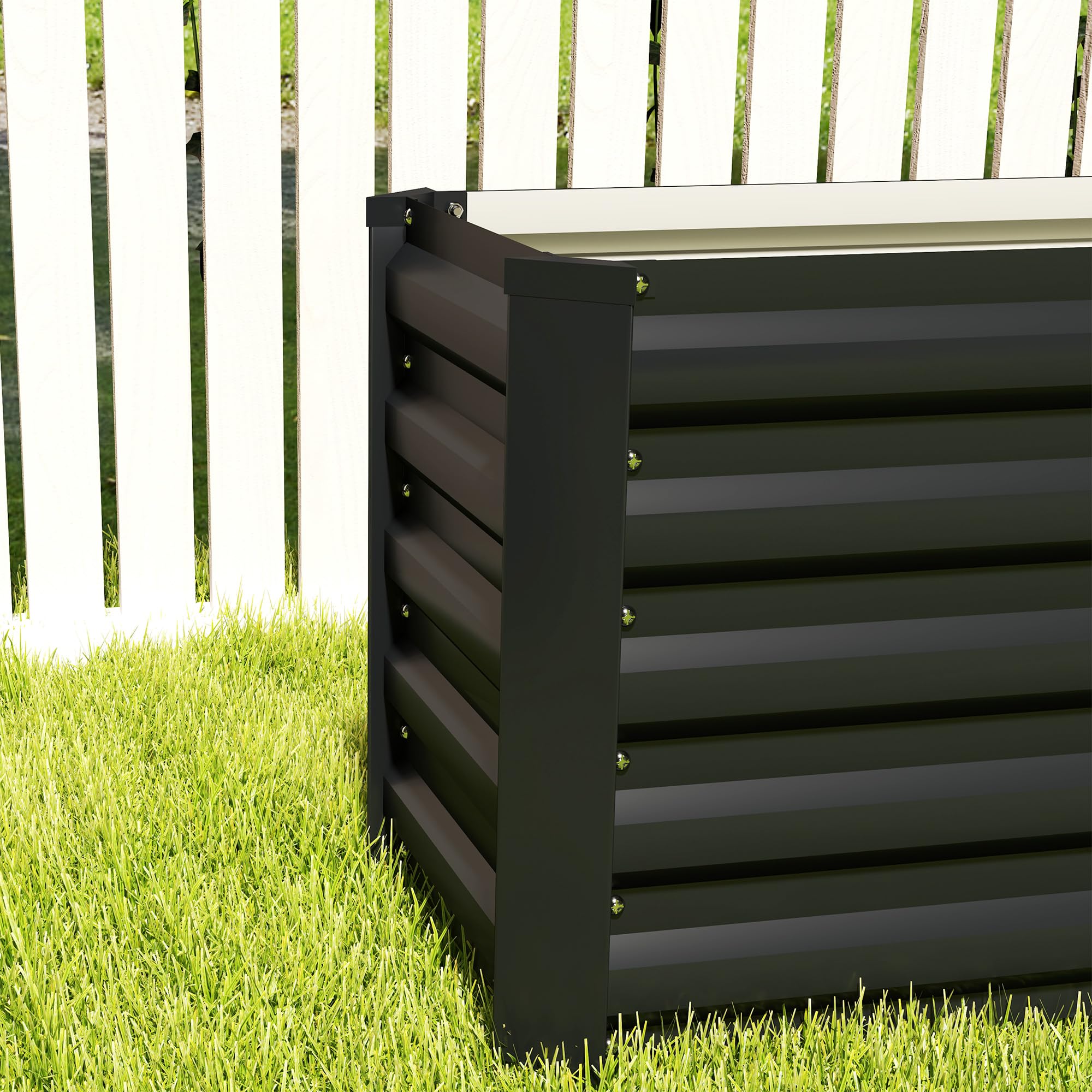 Outsunny Carré Potager, Potager surélevé en Acier galvanisé, Barres de Soutien et plaques d'angle, Fond Ouvert, lit de Jardin surélevé, pour Plantes légumes, Fleurs, 240 x 40 x 45 cm, Gris foncé