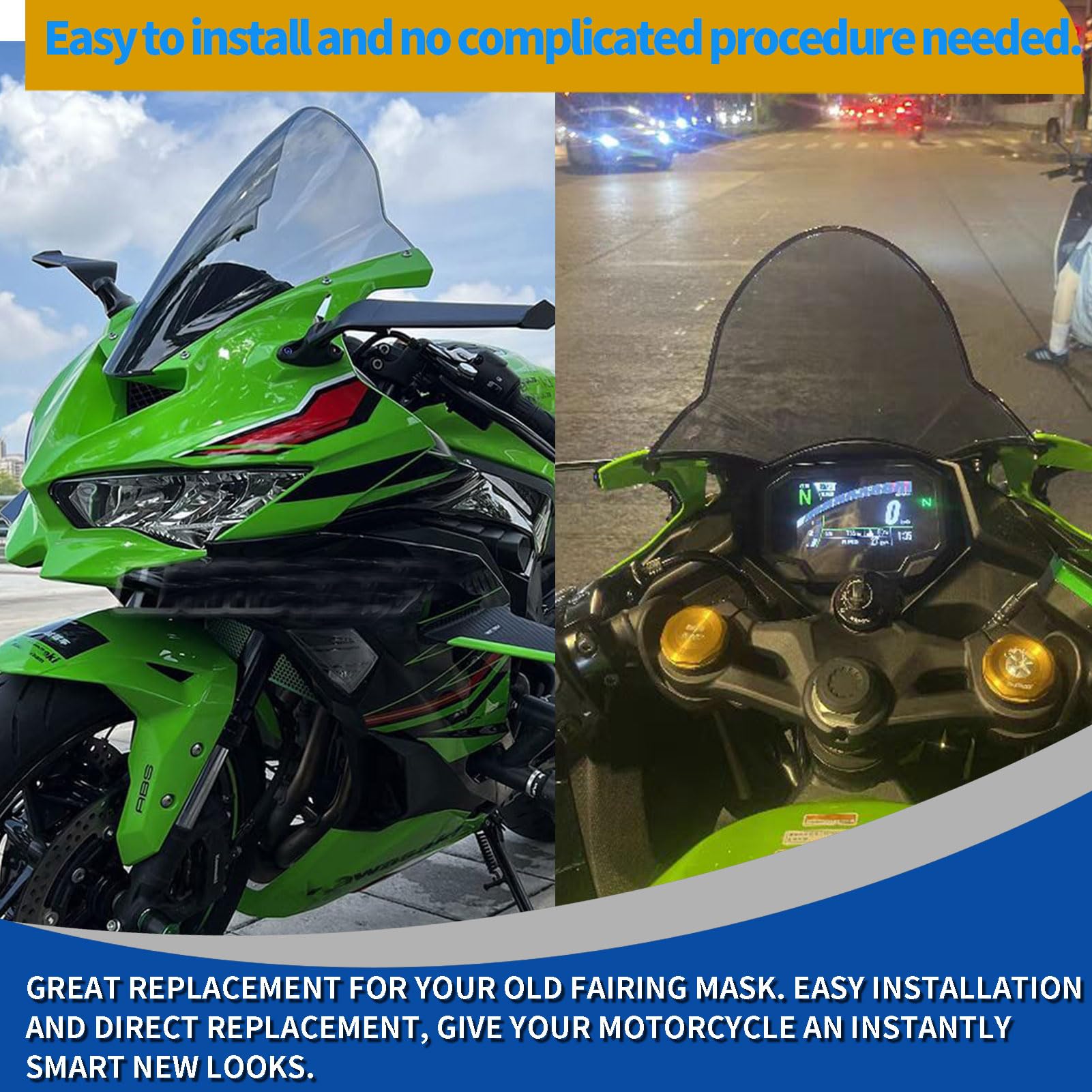 Amazon | SHINKXMT オートバイ用フライスクリーン ZX4R 風防 ウィンド