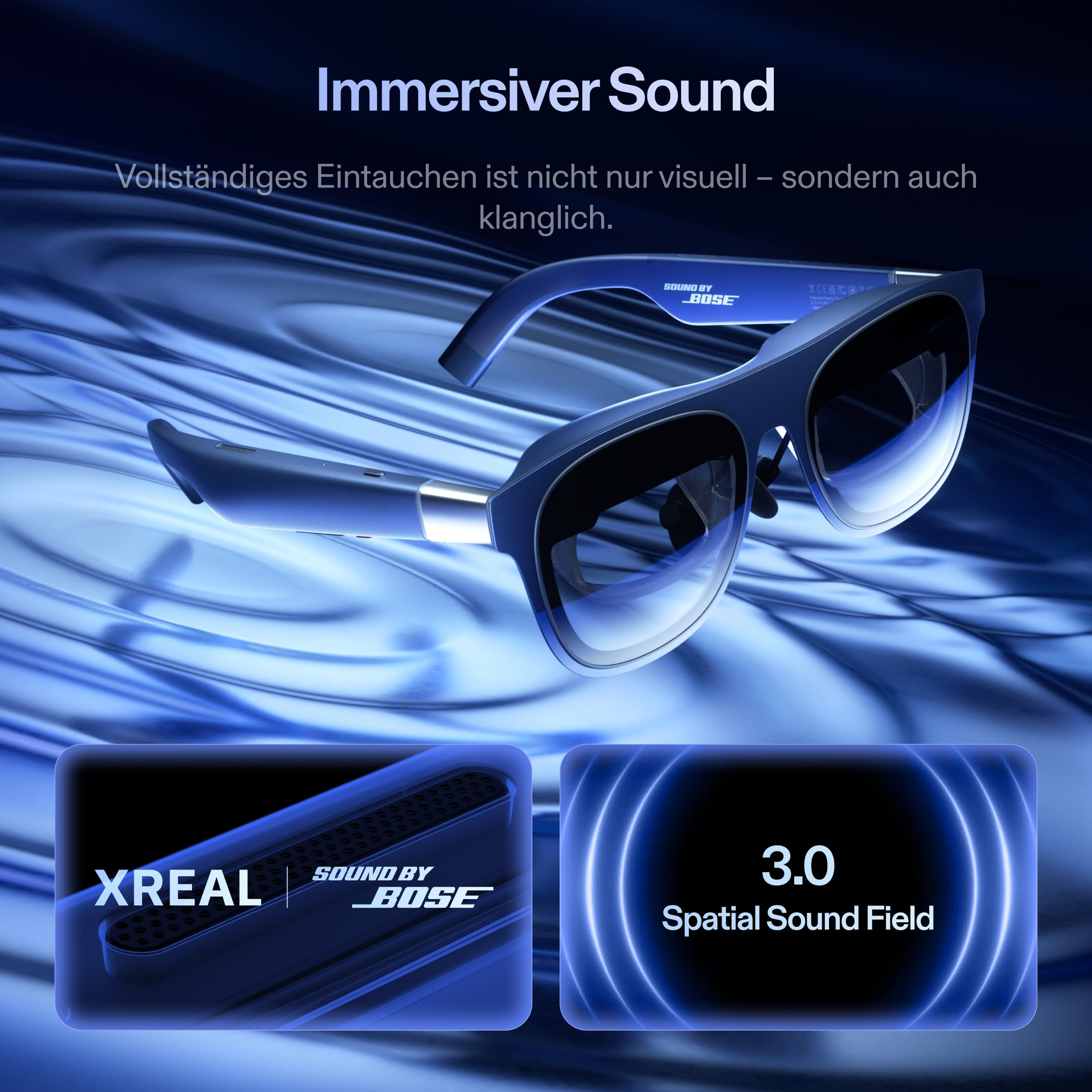 XREAL 1S AR/XR Brille, 500" Virtuell Bildschirm, 52° Sichtfeld, Native 3DoF, REAL 3D AR Glasses mit X1 Chip, kompatibel mit Alle USB-C DP-Geräte & iPhone 17/16/15, Handhelds wie ROG/SteamDeck