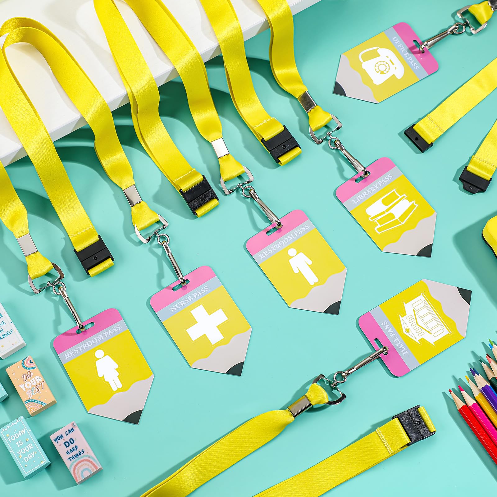 Snapklik.com : Kosiz 6 Sets Hall Pass Lanyards And School Passes Set ...