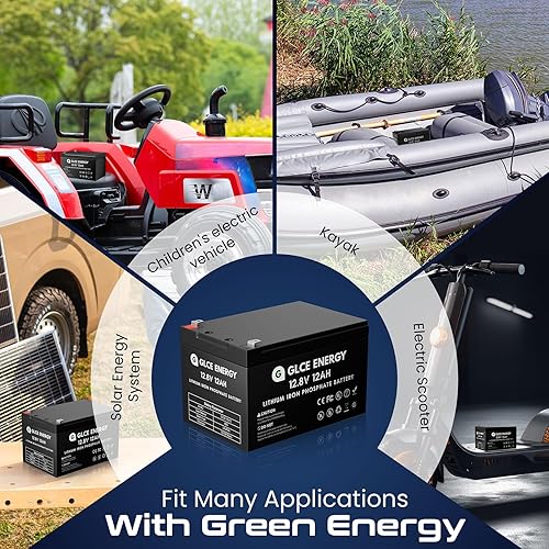 Miniatura 7 de Batería de litio LiFePO4 de 12 V y 12 Ah, baterías de litio recargables de ciclo profundo integradas de 12 A BMS, vida útil de 10 años, para energía