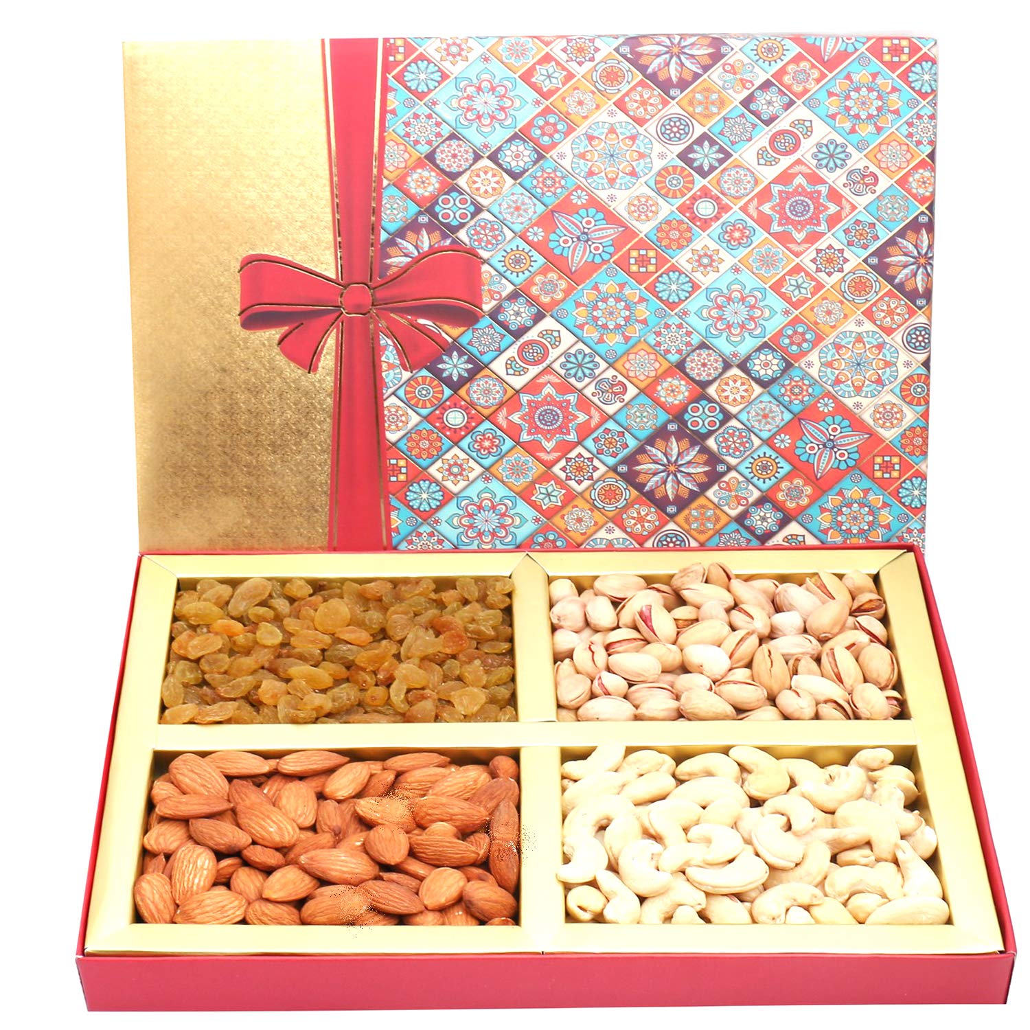 ghasitaram gifts printed bow dryfruit box 400 gms|dryfruit gift hamper|diwali dry fruit|food hampers|gourmet hampers|dry fruit|dryfruit|dryfruit hamper
