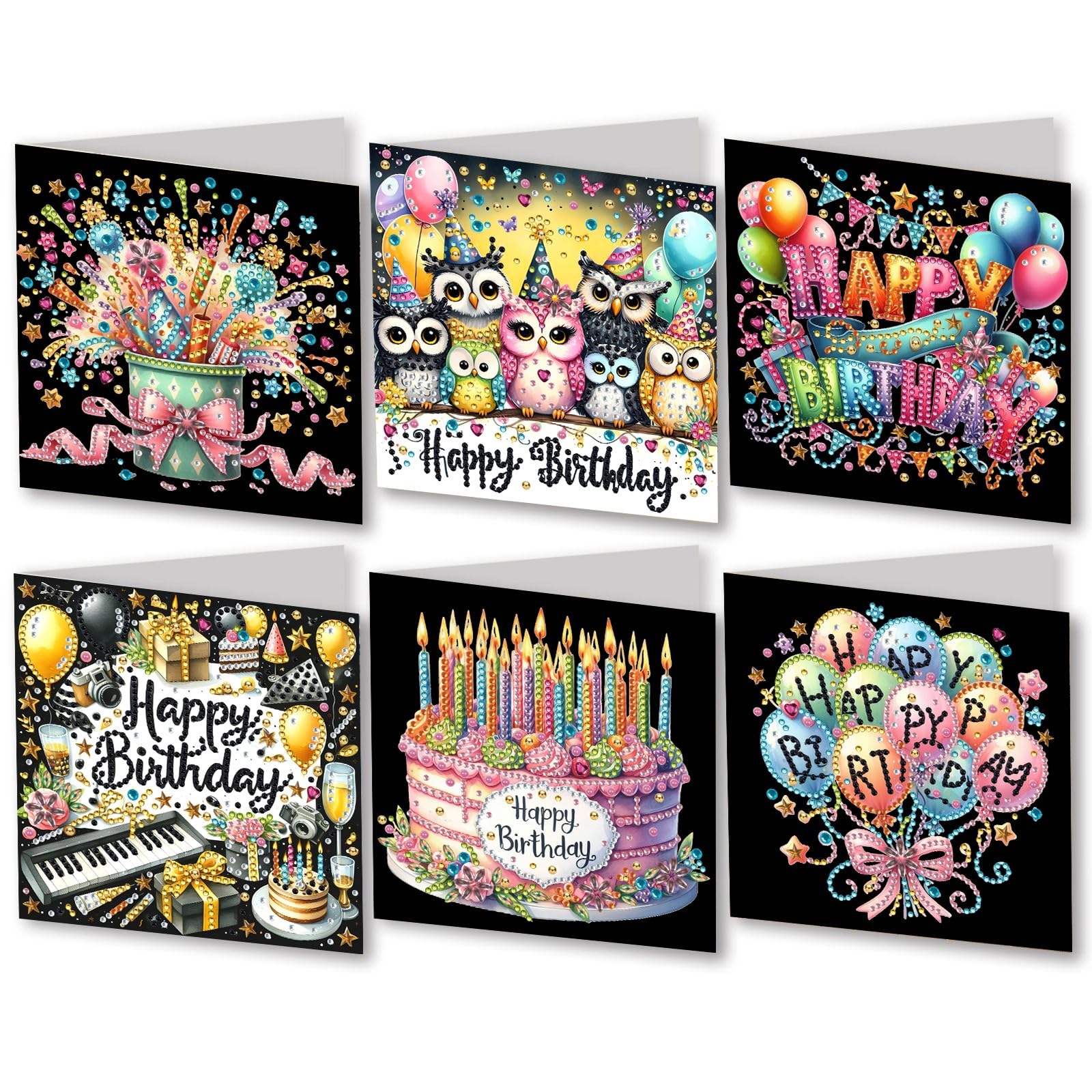 ARTopet 6Pcs DIY Folding Greeting Card Easter Diamond Art Painting Creative Design Foldable Thank You Cards Blessing Greeting Card Set for Birthday