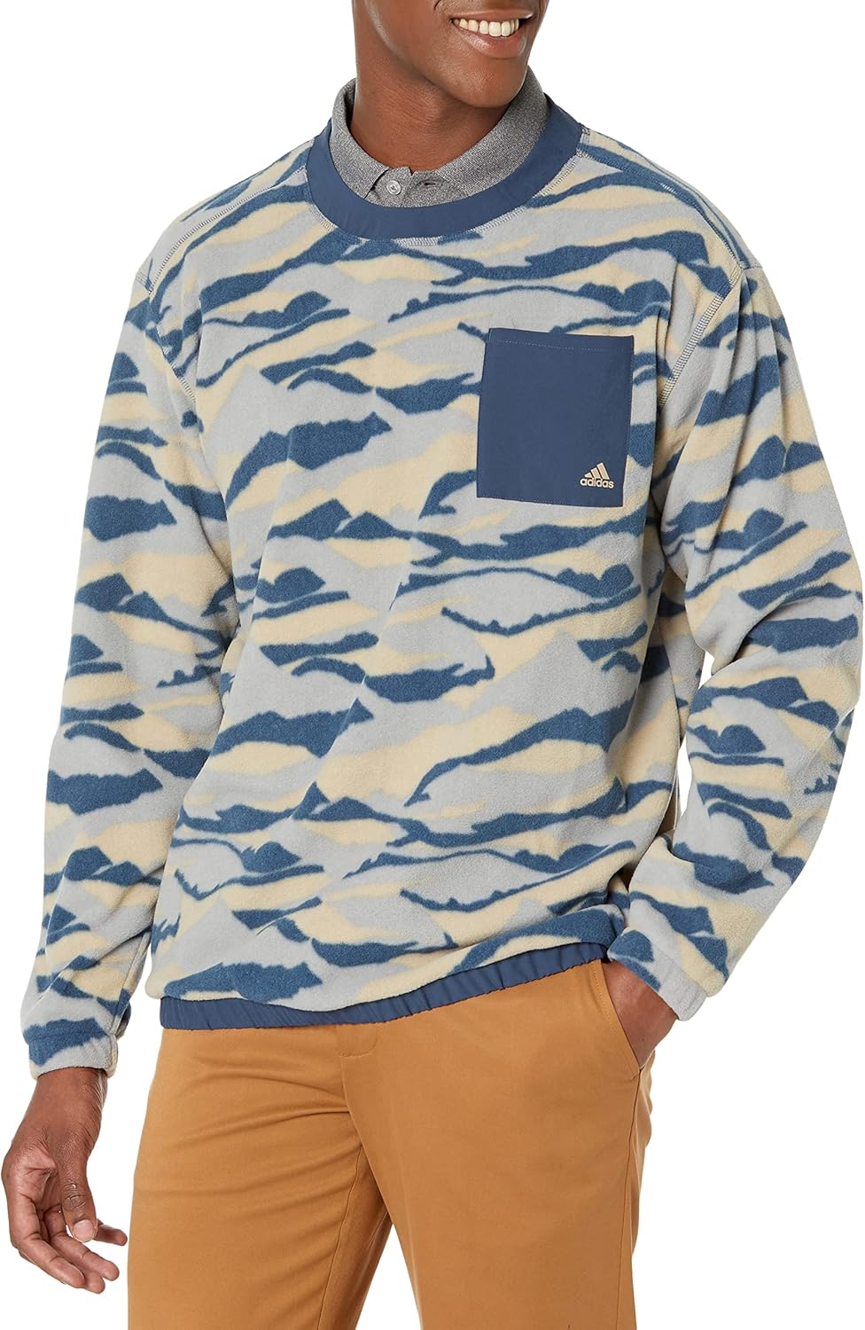 adidas Men's Texture Printed Crew Golf Sweatshirt