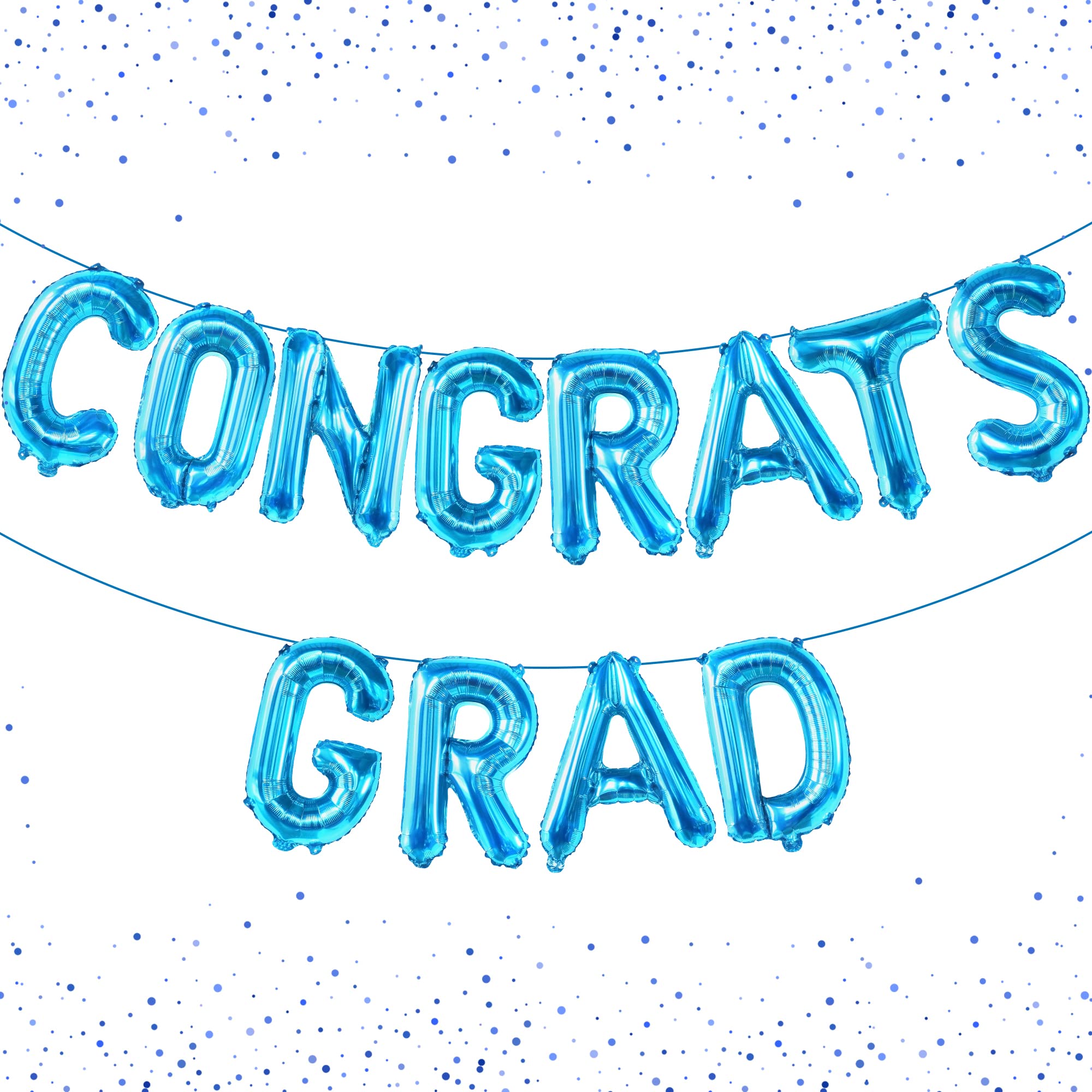 KatchOn, Large Blue Congrats Grad Balloons - 16 Inch | Congrats Grad Balloon Banner For Graduation Decorations 2025 | Foil Balloon Banner For 2025
