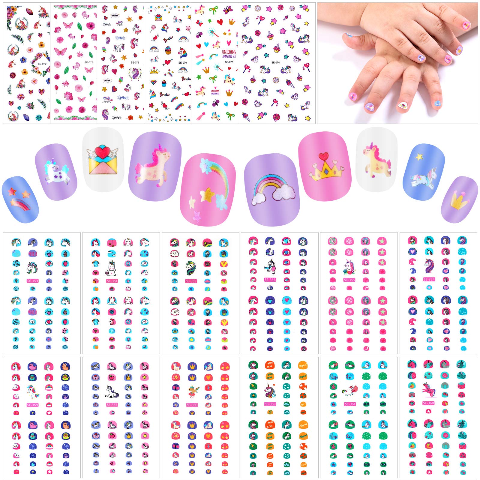 Buy 36 Sheets Unicorn Nail Decals Self Adhesive Kids Nail Art Stickers