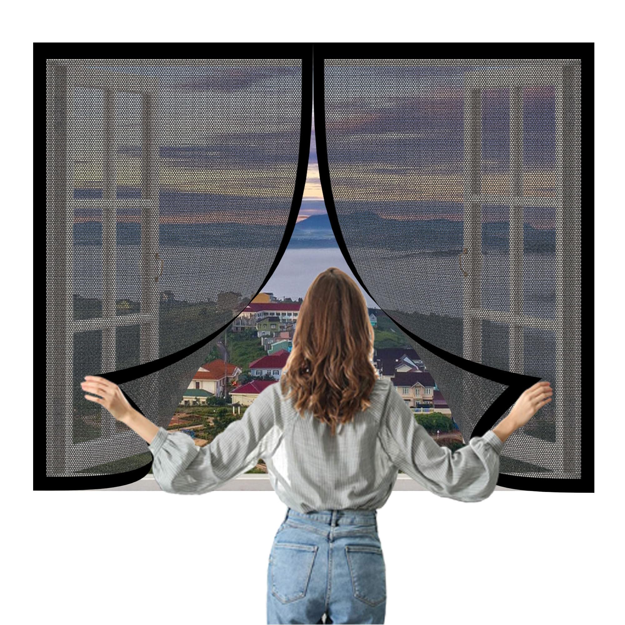 Moustiquaire fenêtre magnétique 180x180 cm noire à fermeture automatique