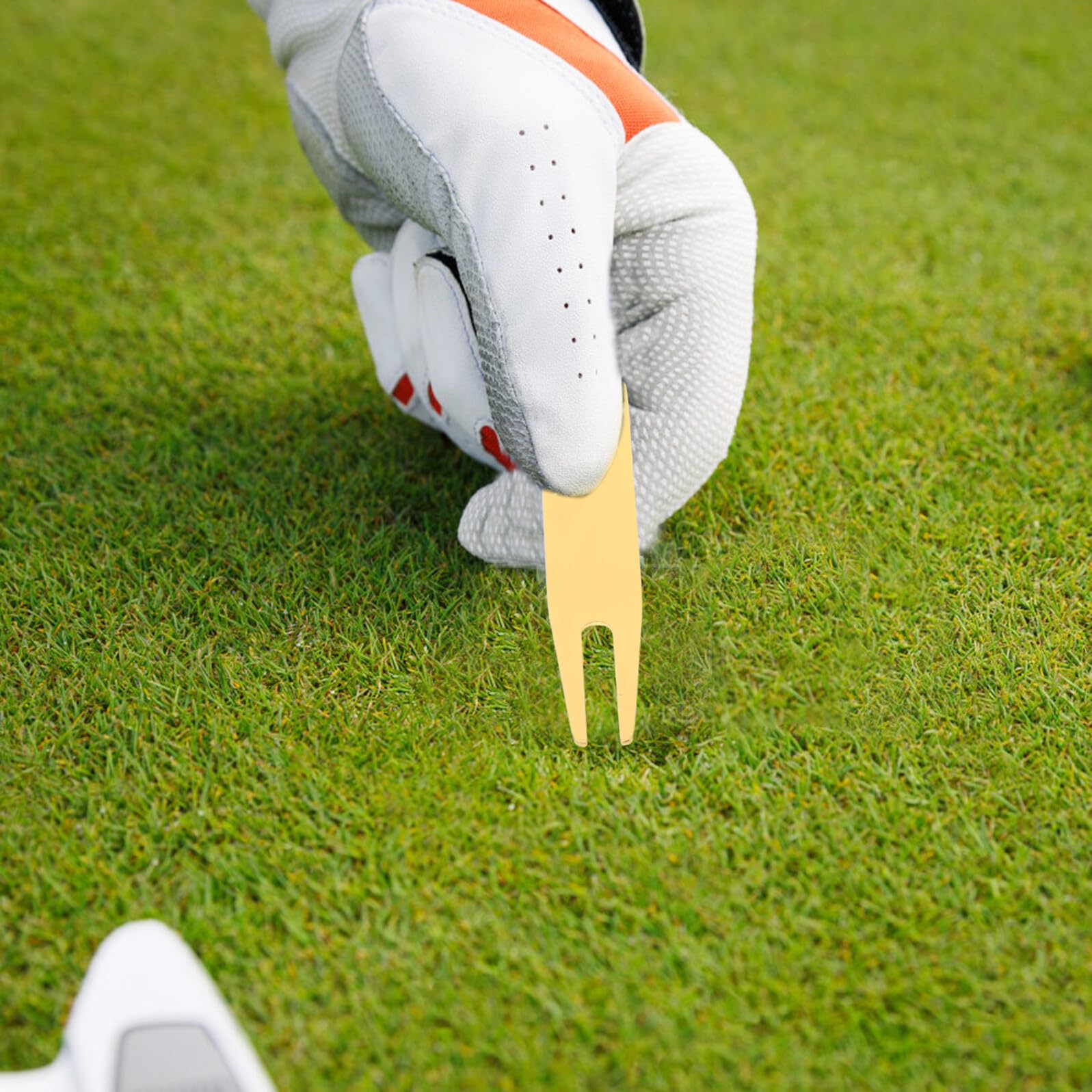 VANZACK 2 Stück Golf Divot Tool aus Metall mit Ballmarker Wetterfeste Grasreparaturgabel Tragbares Pitch Mark Werkzeug für Golfer zur Rasenpflege und Putt-ausrichtung