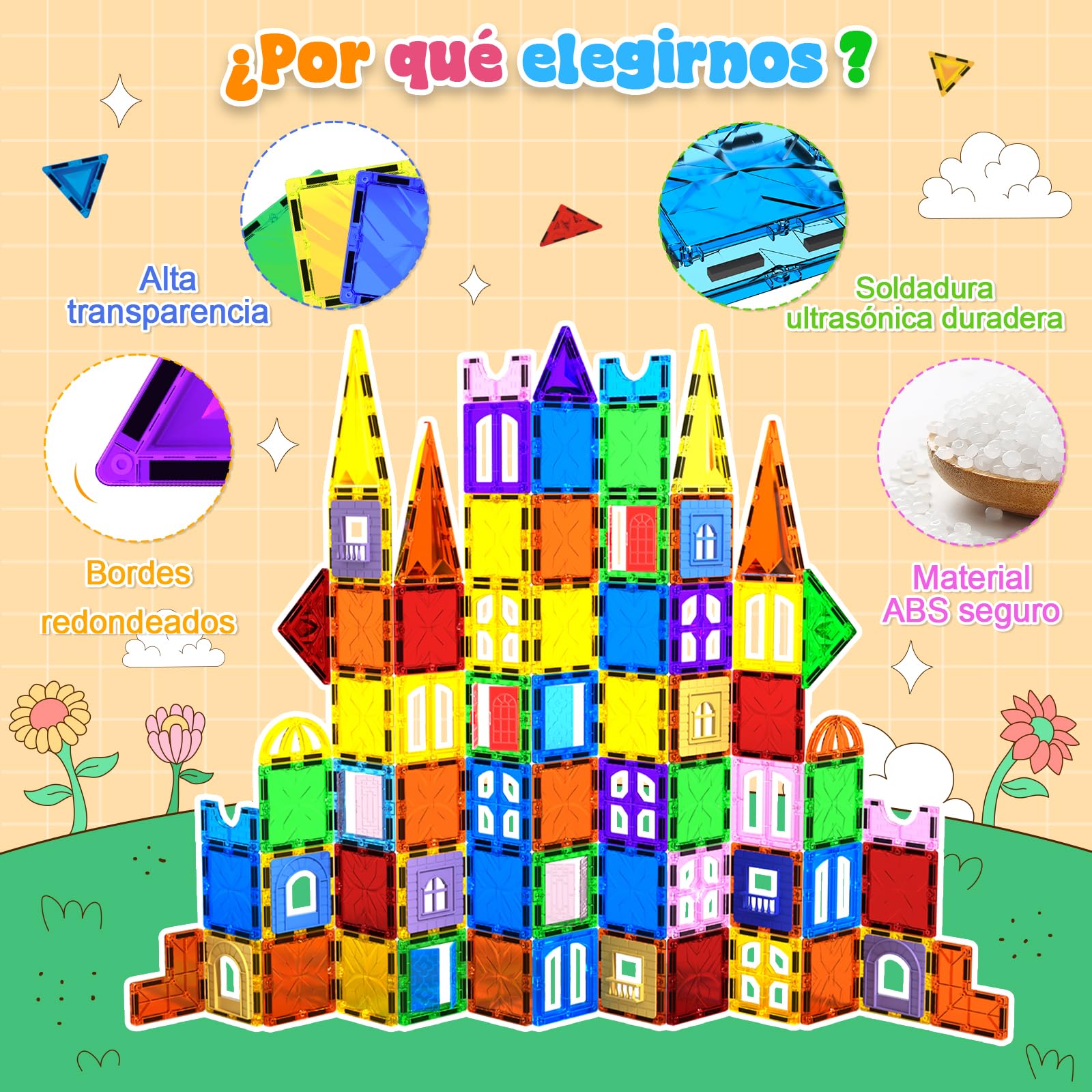 Magneverse Bloques Magnéticos 123 Piezas - Juguete de Construcción Magnético para Niños de 3 4 5 6 7 8 9 Años, Azulejos Magnéticos Educativos Stem, Regalo Creativo para Niñas y Niños