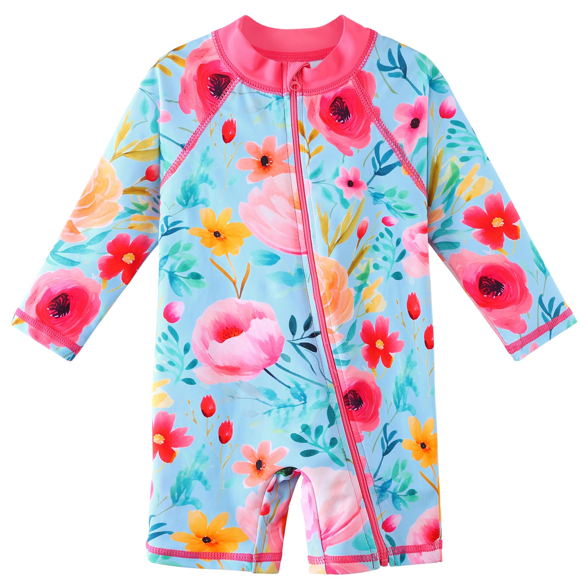 HUAANIUE Toddler Girl Swimsuit Long Sleeve UPF50+ Sun Protection 0-6T